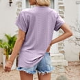thumbnail image 5 of Casual Shirt for Women Short Sleeve V Neck Jacquard Print Comfort Womens Golf Shirt,Purple,M, 5 of 8