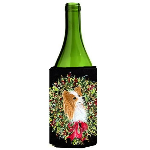 Christmas Wreath Papillon Wine Bottle Hugger - 24 oz.