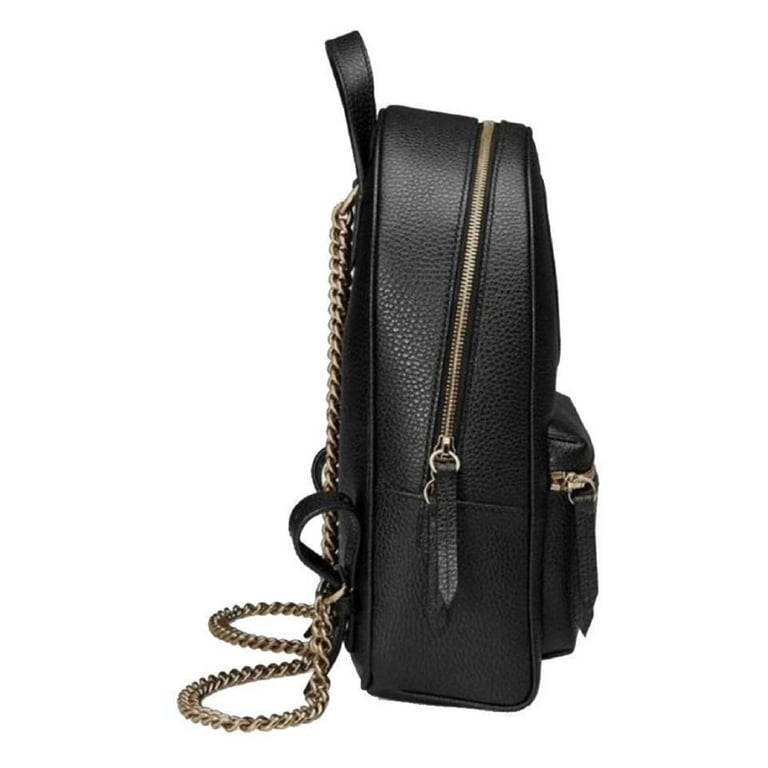 Black Leather Soho Chain Backpack