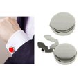 thumbnail image 4 of Transemion Round Men Cufflinks Cuff Button Covers 2 Suit Gift Business Pieces Men Silver 15mm Diameter 1Set, 4 of 6