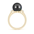 thumbnail image 2 of ANGARA Tahitian Cultured Pearl Three Stone Ring with Diamonds in 14K Yellow Gold for Women | June Birthstone, Birthday, Anniversary, Jewelry Gift for Women | Pearl Ring, 2 of 9