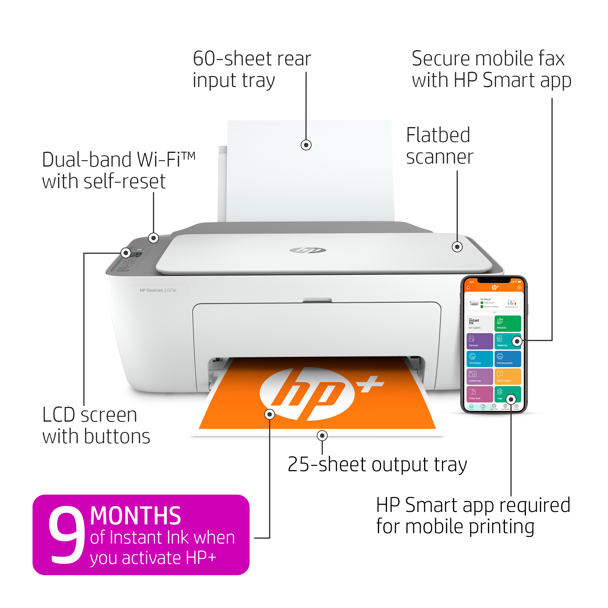 HP DeskJet 2723e All-in-One Wireless Color Inkjet Printer with 9 Months Instant Ink Included with HP+ - image 3 of 10