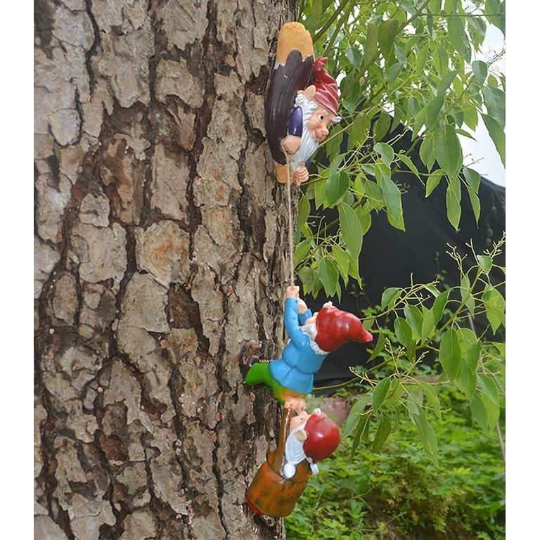 Garden Gnome Statue Outdoor,Climbing Rope Garden Gnomes Statue, Resin Garden Tree Hugger Outdoor Decor Accessories, Miniature Figurines Micro Garden Gnome Landscape Figurine For Lawn Balcony Patio