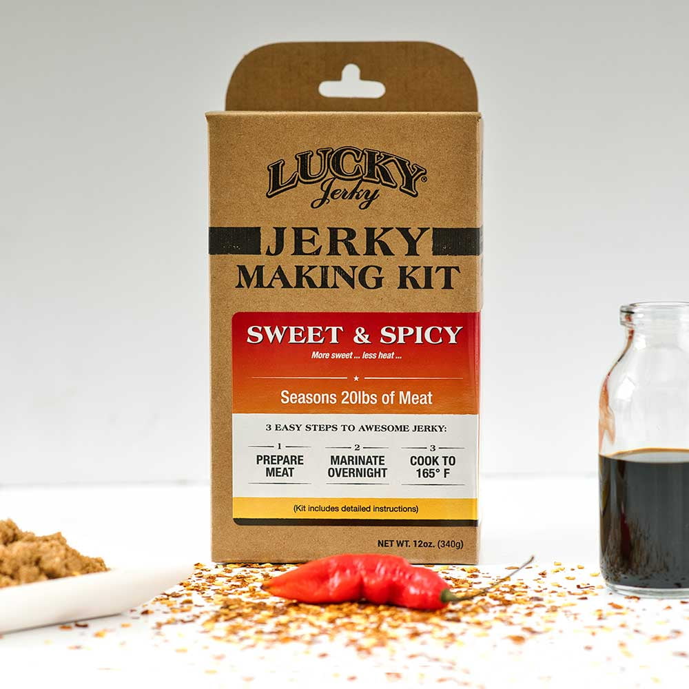 Lucky Jerky DIY Mixed Case - 6 Flavors, Makes 120 lbs of Jerky - Peppered, Teriyaki, Original, Red Pepper, BBQ, Sweet & Spicy