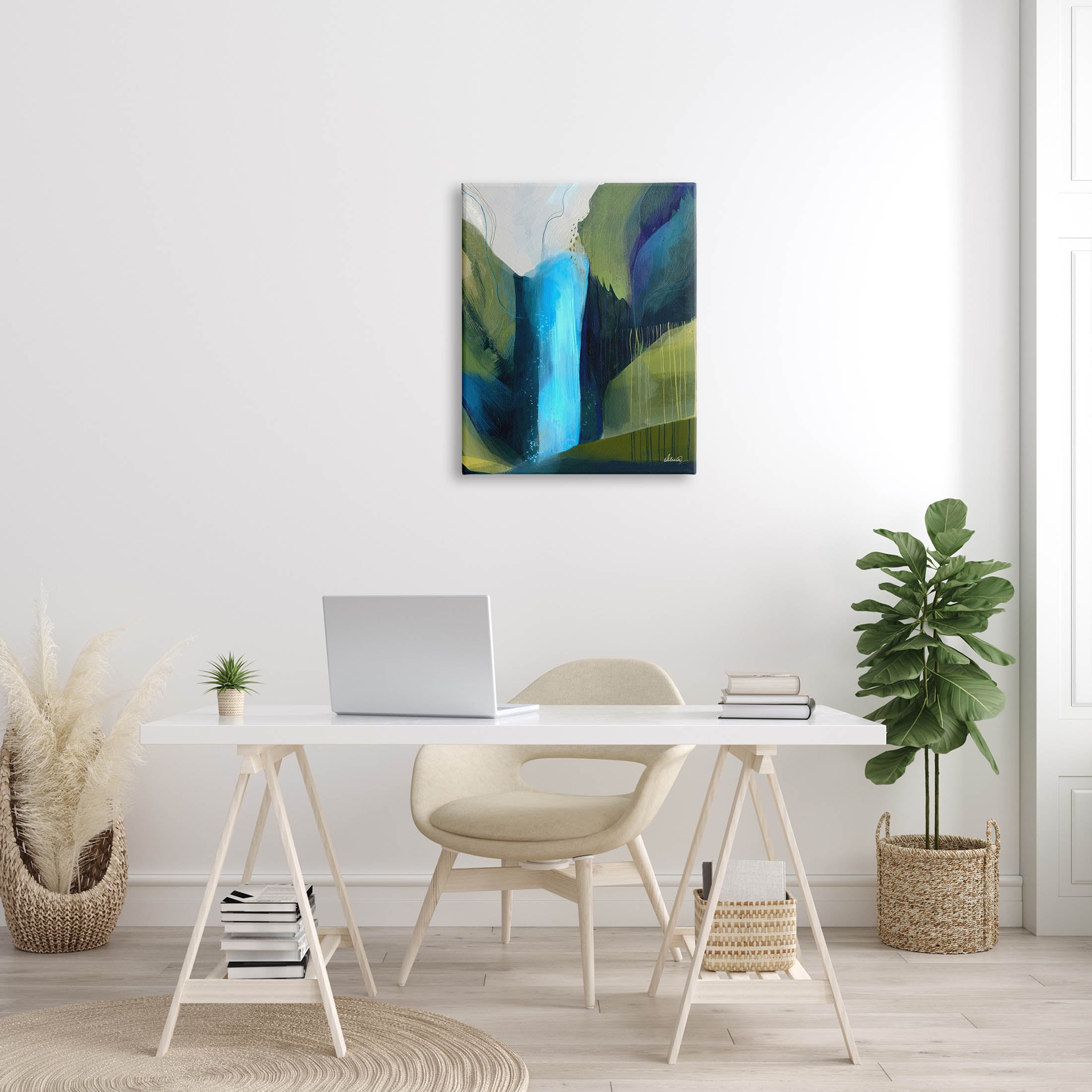 Abstract Waterfall Layered Landscape Abstract Graphic Art Gallery Wrapped Canvas Print Wall Art