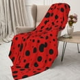 thumbnail image 3 of Sikiie Ladybug Pattern Cozy Flannel Fleece Throw Blanket: Lightweight & Thick for All Seasons - Perfect for Women, Men, & Kids"60"x50", 3 of 6