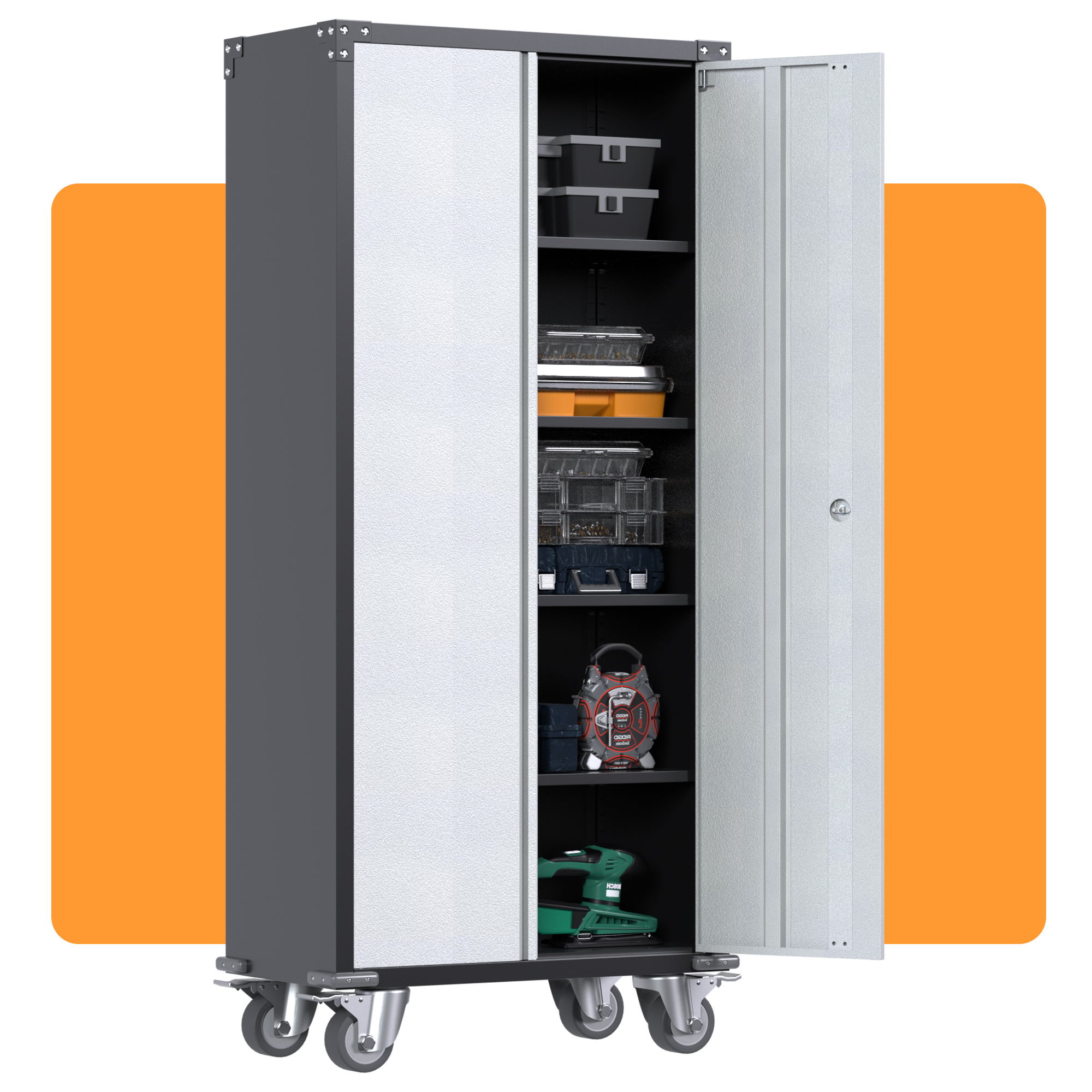 Leariso 71"H Industrial Storage with Wheels and 4 Adjustable