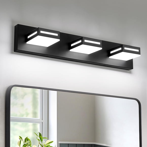 Donrao LED Modern Bathroom Light Fixtures, 3-Light 24-Inch Matte Black Vanity Lights for Bathroom Lighting Fixtures Over Mirror,