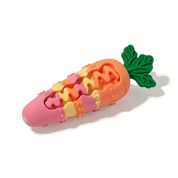 Squeaky Carrot Pet Chew Toy, Durable Rubber Dog Toy for Teeth Cleaning, Interactive Puppy Teething Toy for Small to Medium Dogs