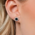 thumbnail image 3 of 14K Two-Tone Gold Black Sapphire and Lab Grown Diamond Removable Jacket Stud Halo Earrings for Women | 2.78 Cttw | Round 6MM | September Birthstone | Fine Jewelry Gifts for Her Mom Women Wife, 3 of 6