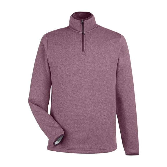 CORE365 CE73 Men's Venture Heathered Stripe Quarter-Zip Pullover-BURGUNDY/ WHITE-L