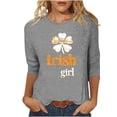 thumbnail image 2 of St Patrick's Day Shirt for Women Irish Girl Slogan Clover Graphic Tee Three Quarter Sleeve Crewneck Distressed Festival Apparel Gift, 2 of 4