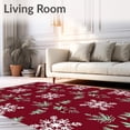 thumbnail image 2 of ODIKA 2'x3' Machine Washable Non-Slip Area Rug, Charming Yuletide Flurry Decorative Arrangement Hearth High Traffic Rug with Pad, Red, 629515, 2 of 8