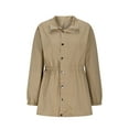 thumbnail image 4 of Women's Utility Jacket Drawstring Waist Coat Solid Zipper Lapel Long Sleeve Lightweight Jackets Commuting Casual Tunic Windbreaker 2025 Fall Outerwear, 4 of 8