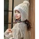 thumbnail image 4 of Gorro de lana con orejeras peruanas para mujer, gorro de punto con pompón para esquí de nieve de invierno con forro polar C, 4 of 5