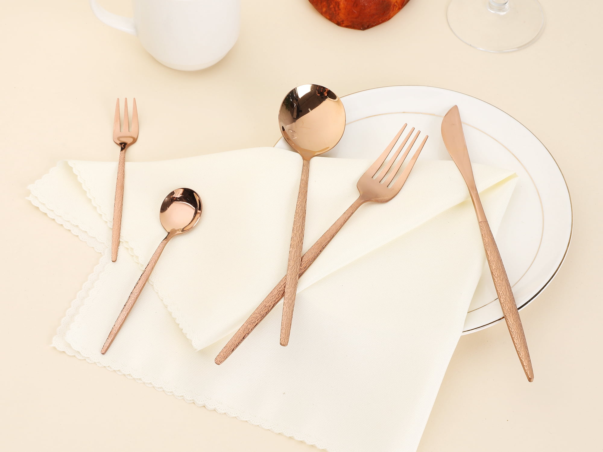 Unique Bargains Stainless Steel Flatware Set Rose Gold 20 Pcs