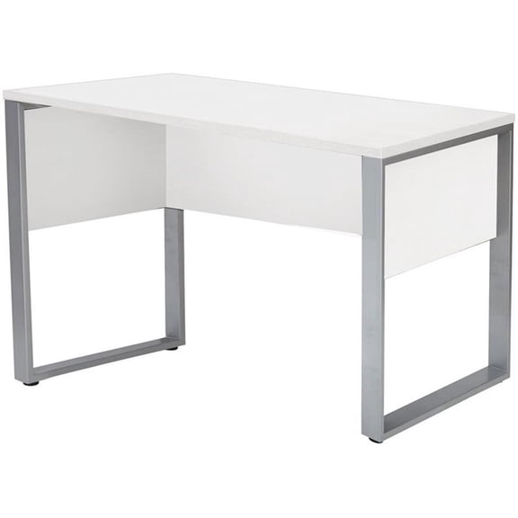 Contemporary Wood and Metal Rectangular Desk in White