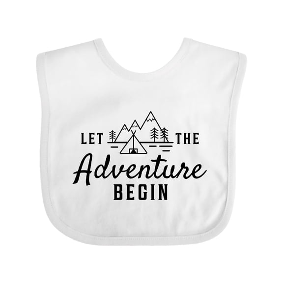 Inktastic Let the Adventure Begin with Camping Tent and Mountains Boys or Girls Baby Bib
