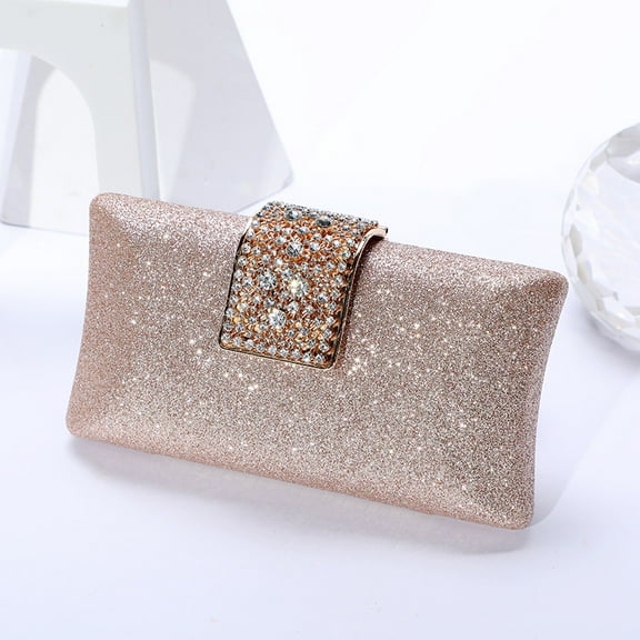 Women's  Champagne Evening Clutches Wedding, Prom, Graduation, Eid And Party Purse- Champagne