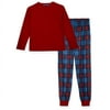 Sleep On It Boys 2-Piece Brushed Jersey Plaid Pajama Sets, Red & Blue Pajama Sets for Boys, Size L (12/14)