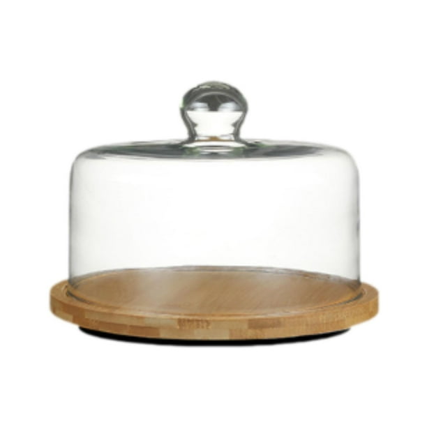 Soporte de madera para tartas con bandeja de postres en forma de cúpula, centro de mesa, tabla de quesos giratoria 21x24cm