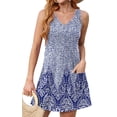 thumbnail image 2 of Fantaslook Summer Dresses for Women Casual V Neck Sleeveless Sundresses Floral Beach Short Dress with Pockets, 2 of 8
