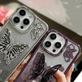 thumbnail image 2 of for iPhone Case,Luxury ElectroPlated 3D Butterfly Stand Holder Kickstand Gradient Glitter Bumper Camera Lens Protection Soft Shockproof Phone Case (Silver,iPhone 14), 2 of 6