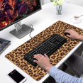 thumbnail image 2 of Long Mouse Pads for Desk,Brown and Black Leopard Print Desk Mats on Top Of Desks, Desk Mouse Pad Extra Large with 3mm Non-Slip Base and Stitched Edge for Gaming,Office,Work,Home 31.5"x15.7", 2 of 6