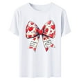 thumbnail image 5 of FRSASU Cute Heart Love Coquette Bow Valentine’s Day Women Short Sleeve Round Neck T-Shirt White, 5 of 6