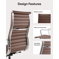 thumbnail image 5 of High-Back Ribbed Office Chair Adjustable Leather Computer Chair Ergonomic Lumbar Support,Swivel Desk Chair,Brown 1pc, 5 of 11