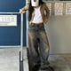 thumbnail image 2 of Pantalones vaqueros holgados de cintura alta para mujer, anchos, rectos, desgastados, estilo vintage de los años 90, estilo urbano, 2 of 6
