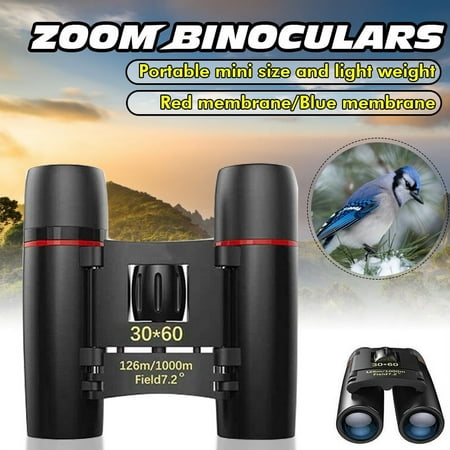 30x60 Compact Binoculars Small Folding Binoculars Large Eyepiece Easy Focus for Kids Adults Bird Watching Travel Hunting Concerts Sports Waterproof Telescope with Strap Bag