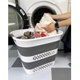 thumbnail image 2 of SAMMART Cesta de lavandería plegable de plástico de 40 litros (10,5 galones) – Contenedor/organizador de almacenamiento plegable – Cesto de lavandería portátil – Ahorro de espacio (1, blanco/gris acer, 2 of 5