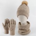 thumbnail image 7 of BambooMN Unisex Men Women Soft Warm Cozy Outdoor Winter Pom Pom Beanie Hat, Infinity Scarf, Glove Set for Cold Weather, Pink, 7 of 7