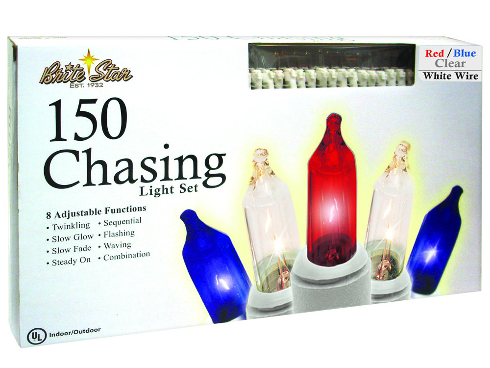 Set of 150 Patriotic Red, White and Blue 8Function Christmas Lights 31