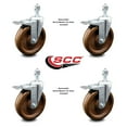 thumbnail image 2 of 6 Inch High Temp Phenolic Swivel ½ Inch Stem Caster Set with Total Lock Brake, 2 of 2