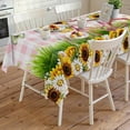 thumbnail image 4 of Spring Rectangle Tablecloth, Bicycles Blossom Botanical Sunflowers Pink Plaid Waterproof & StainResistant Tablecloth, Washable Oil-proof Table Cover for Dining/Party/Wedding/Camping/Buffet 60x120 In, 4 of 9