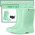 thumbnail image 3 of Kushyshoo Little Big Kids Rain Boots Boys Girls Green Solid Boots Size 6, 3 of 6