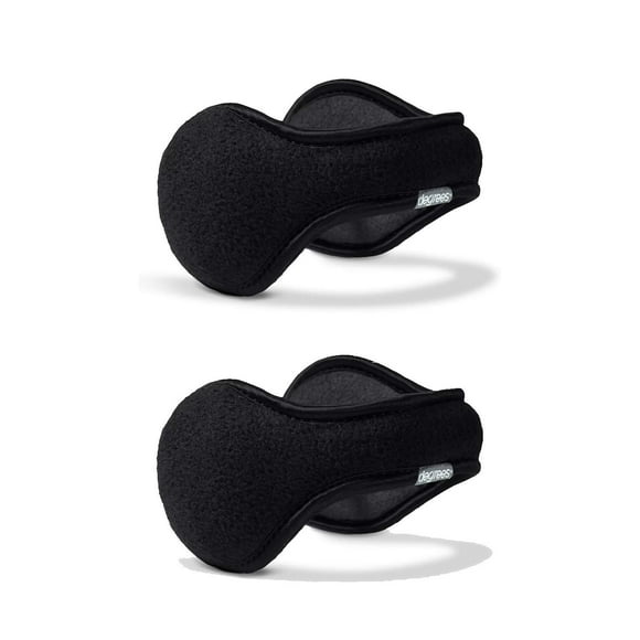 Degrees by 180s Winter Ear Warmers | Behind-the-Head Adjustable & Foldable Earmuffs (Black, 2)