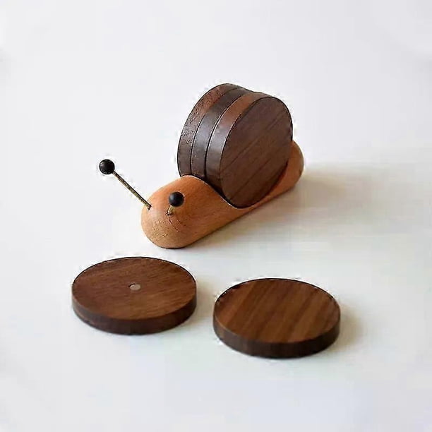 1 Set Wood Cup Mat Placemats for Table Snail Shaped Heat Insulation Pad Wooden Tea Coaster Tool Tea Tray Creative Gifts