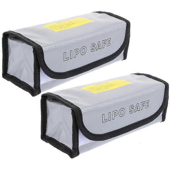 Battery Safety Pouch for Fireproof Storage 2Pcs Durable Silver Bags