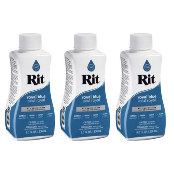 Rit Dye Liquid Dye, 8 fl oz, Royal Blue, 3-Pack
