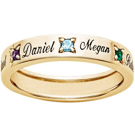 Personalized Planet Family Gold Over Sterling Silver Birthstone Band