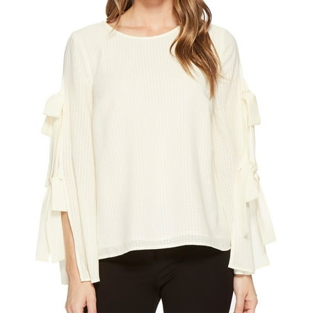 CeCe Tops & Blouses - CeCe Womens Large Tie Bell-Sleeve Textured Blouse ...