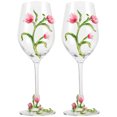 thumbnail image 1 of KAKOWELY 2 copas de licor para fiestas, copas altas para vino, copas con flores pintadas, copas de vino tipo flauta., 1 of 5