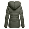 thumbnail image 6 of MAOQHI Winter Hooded Jacket for Womens Full Zip Front Lined Windproof Outerwear Padded Jacket for Cold Weather Cozy Casual Wear Army Green L, 6 of 6