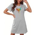 thumbnail image 4 of Mefallenssiah Chemise de Nuit Courte Surdimensionnée pour Femmes Mode Imprimé Poitrine Manches Courtes, 4 of 7