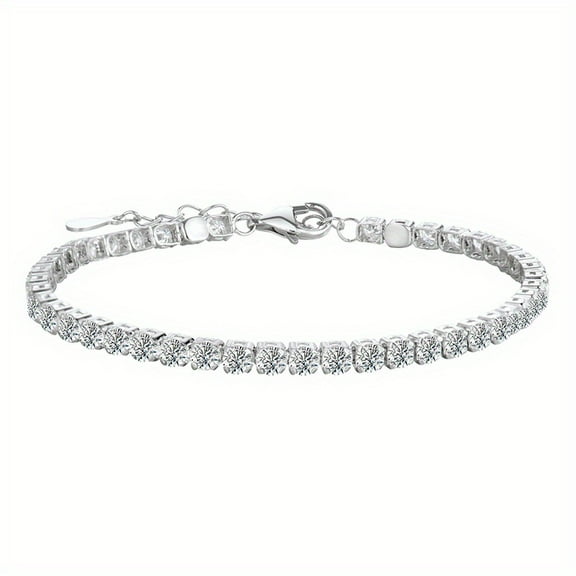 Adjustable S925 Silver Moissanite Tennis Bracelet, Elegant And Timeless Stylish Accessory, Colorfast Unisex Jewelry