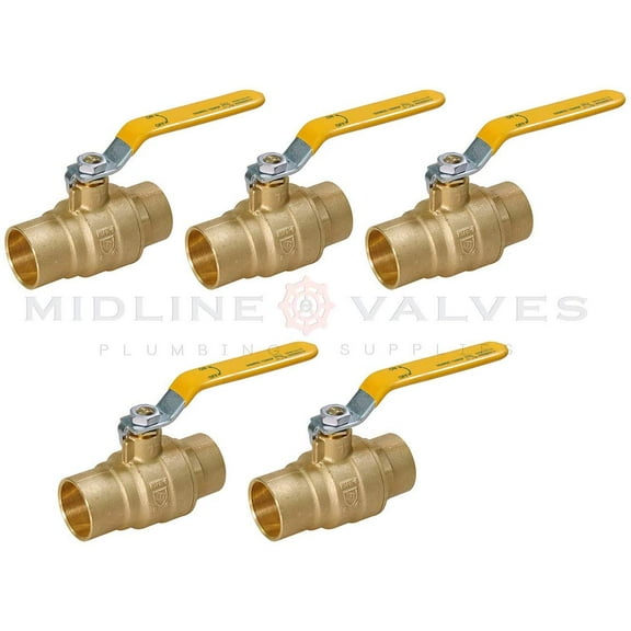 1 in. SWT x 1 in. SWT Premium Brass Full Port Ball Valve (5 Pack)
