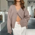 thumbnail image 6 of Fall Sweaters for Women 2025 Solid V Neck Long Sleeve Button Down Knit Cardigan Casual Fashion Elegant Loose Coat, 6 of 6